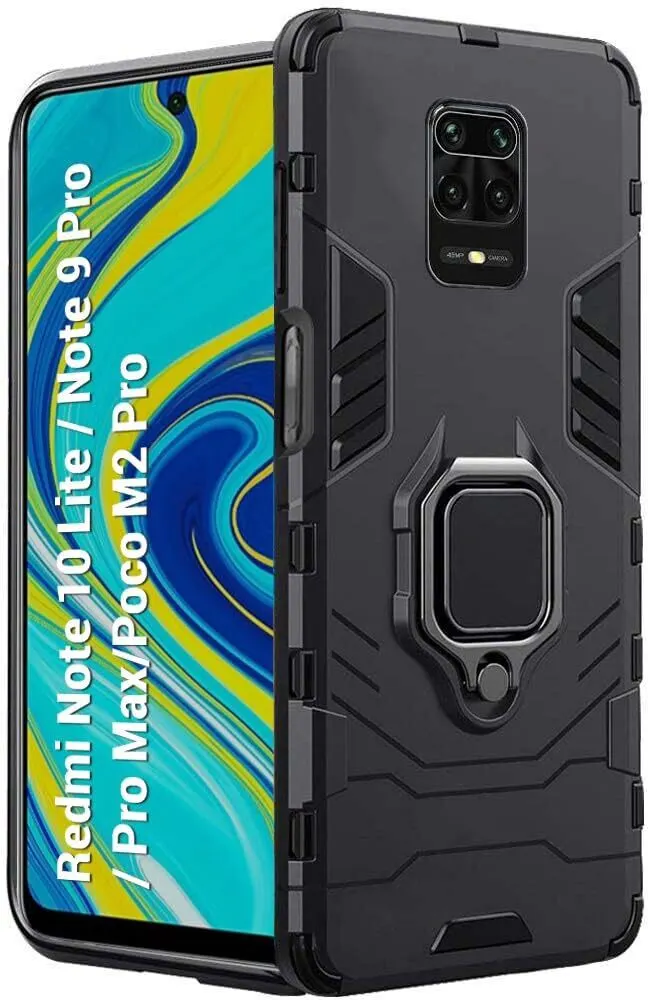 Micvir Back Cover for Mi Redmi Note 9 Pro (Transparent, Black, Shock Proof, Plastic, Silicon, Pack of: 1)