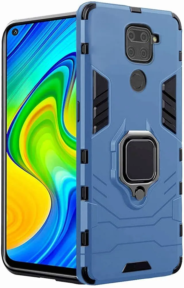 Micvir Back Cover for Mi Redmi Note 9 (Transparent, Blue, Shock Proof, Plastic, Silicon, Pack of: 1)