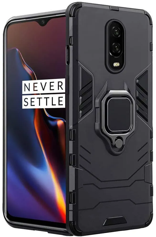 Micvir Back Cover for OnePlus 6T (Transparent, Black, Shock Proof, Pack of: 1)