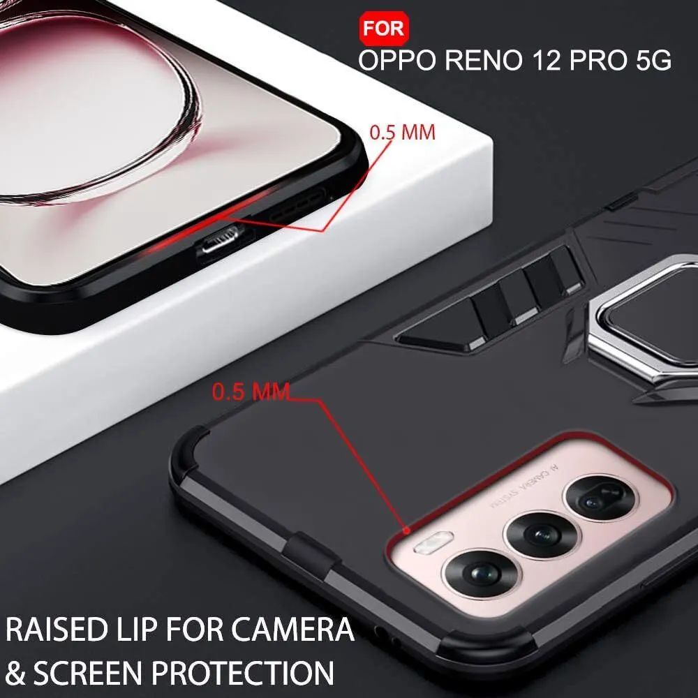 Micvir Back Cover for Oppo Reno 12 Pro 5G (Transparent, Black, Shock Proof, Plastic, Silicon, Pack of: 1) — image 2 of 5