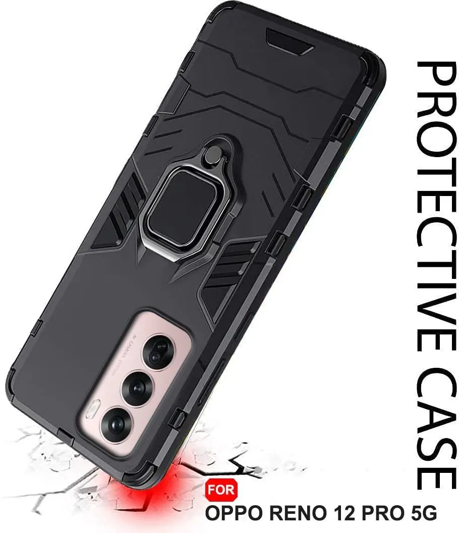 Micvir Back Cover for Oppo Reno 12 Pro 5G (Transparent, Black, Shock Proof, Plastic, Silicon, Pack of: 1) — image 4 of 5