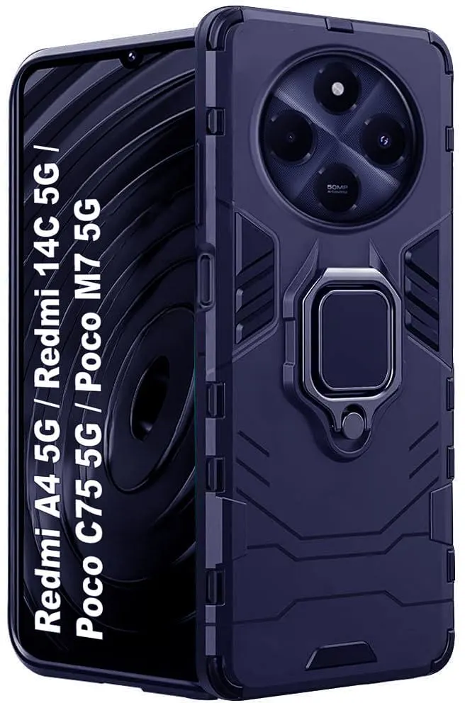 Micvir Back Cover for POCO C75 5G (Transparent, Blue, Shock Proof, Pack of: 1)