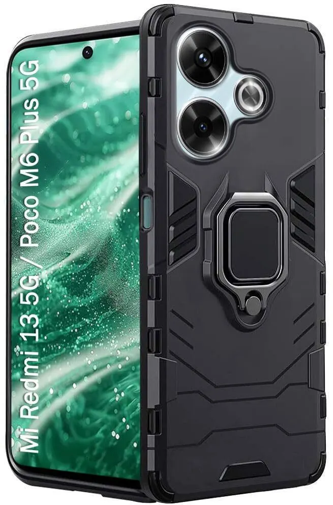 Micvir Back Cover for Poco M6 Plus 5G (Transparent, Black, Shock Proof, Pack of: 1)