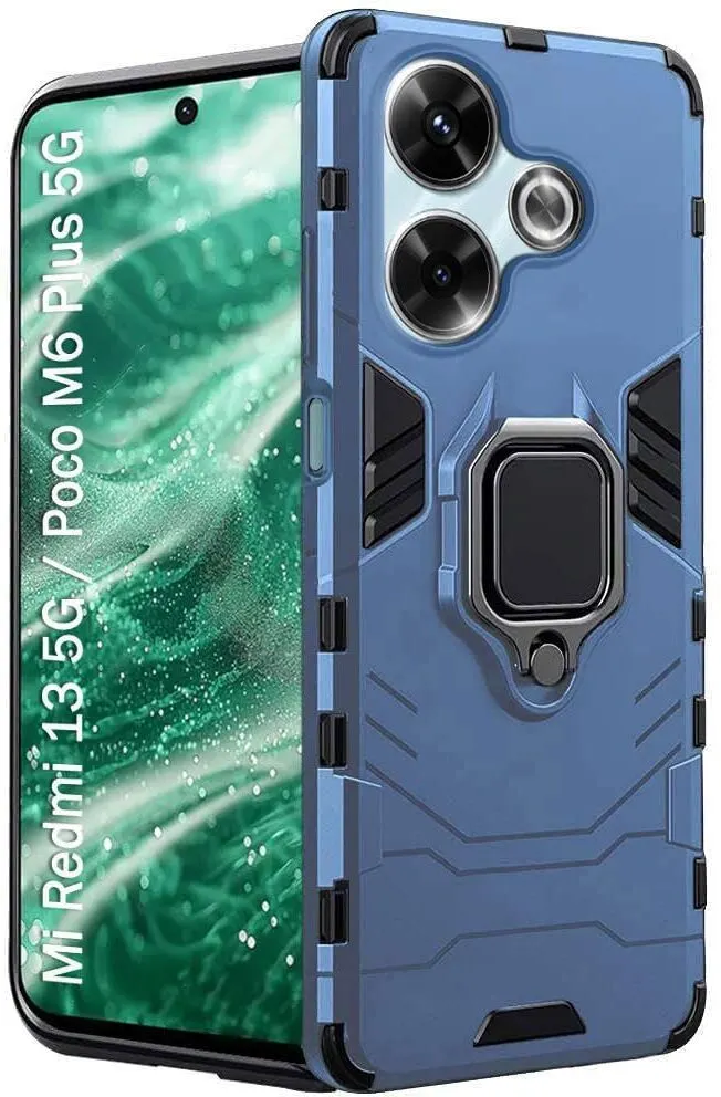 Micvir Back Cover for Poco M6 Plus 5G (Transparent, Blue, Shock Proof, Pack of: 1)