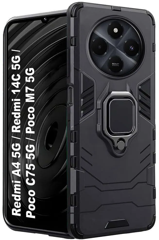 Micvir Back Cover for POCO M7 5G (Transparent, Black, Shock Proof, Pack of: 1)
