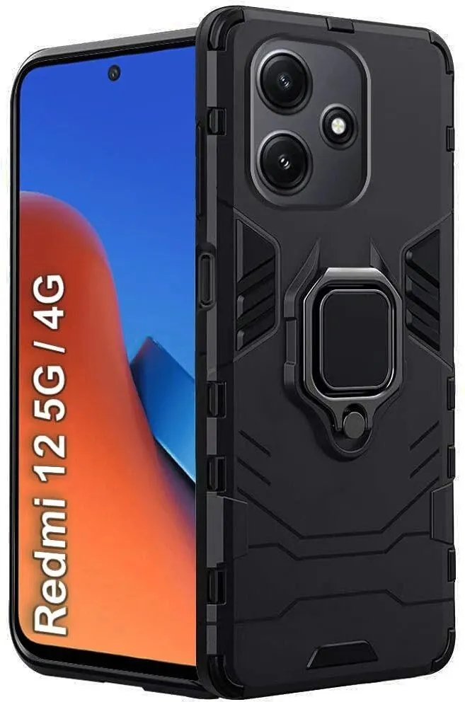 Micvir Back Cover for Redmi 12 5G (Black, Shock Proof, Plastic, Silicon, Pack of: 1)