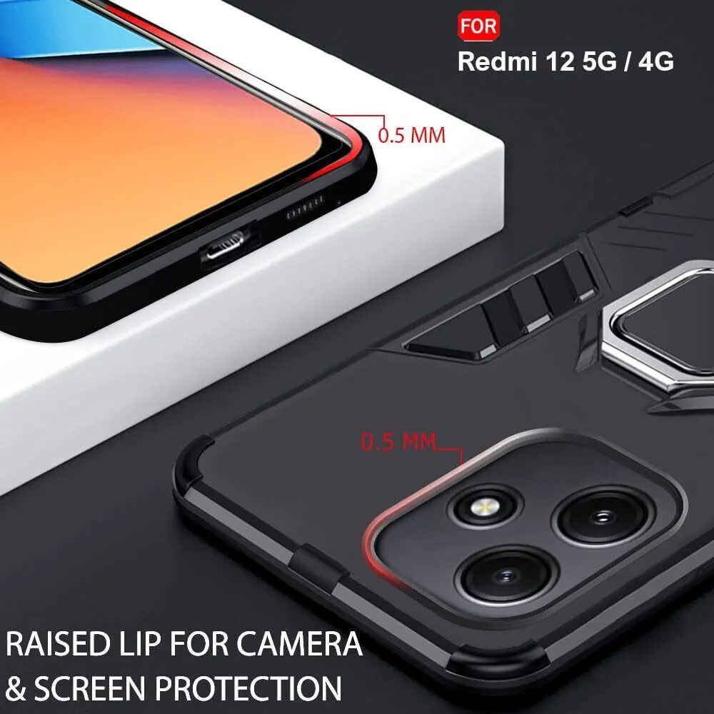 Micvir Back Cover for Redmi 12 5G (Black, Shock Proof, Plastic, Silicon, Pack of: 1) — image 2 of 5