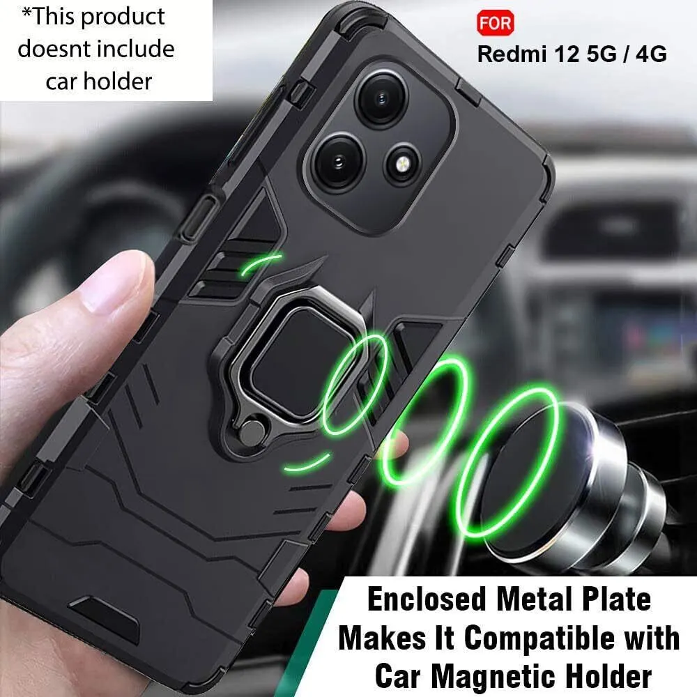 Micvir Back Cover for Redmi 12 5G (Black, Shock Proof, Plastic, Silicon, Pack of: 1) — image 3 of 5