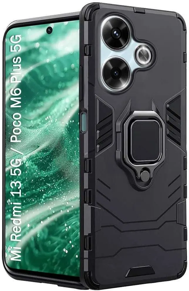 Micvir Back Cover for realme 13 5G, POCO M6 Plus 5G (Transparent, Black, Shock Proof, Pack of: 1)