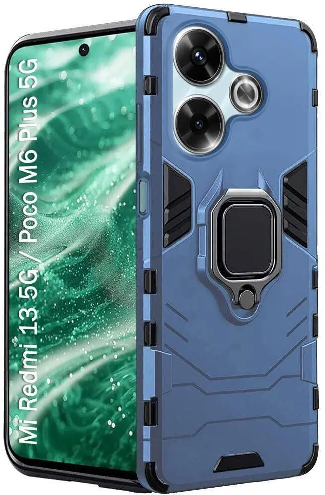 Micvir Back Cover for realme 13 5G, POCO M6 Plus 5G (Transparent, Blue, Shock Proof, Pack of: 1)