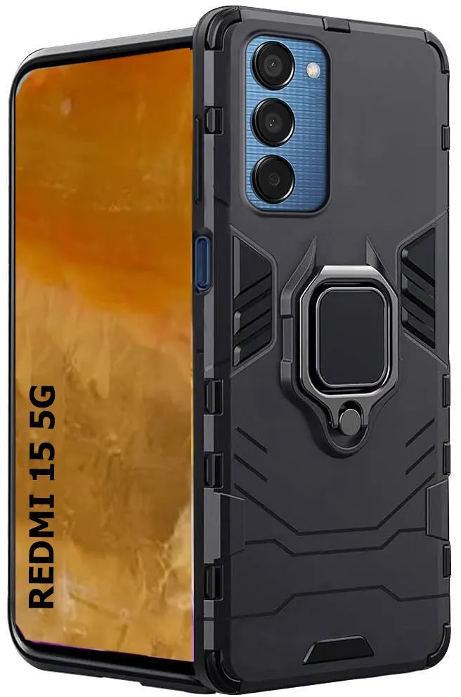 Micvir Back Cover for Redmi 15 5G (Transparent, Black, Shock Proof, Pack of: 1)