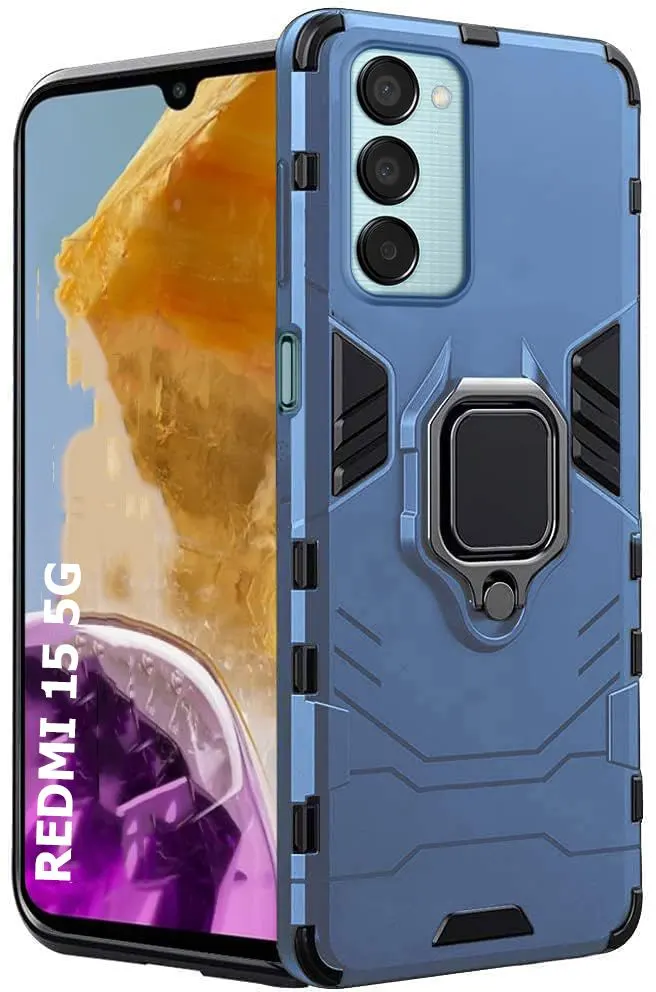 Micvir Back Cover for Redmi 15 5G (Transparent, Blue, Shock Proof, Plastic, Silicon, Pack of: 1)