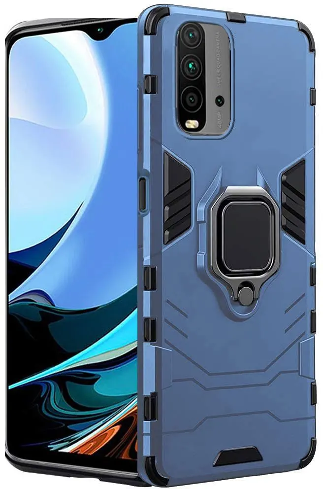 Micvir Back Cover for Redmi 9 Power (Transparent, Blue, Shock Proof, Plastic, Silicon, Pack of: 1)