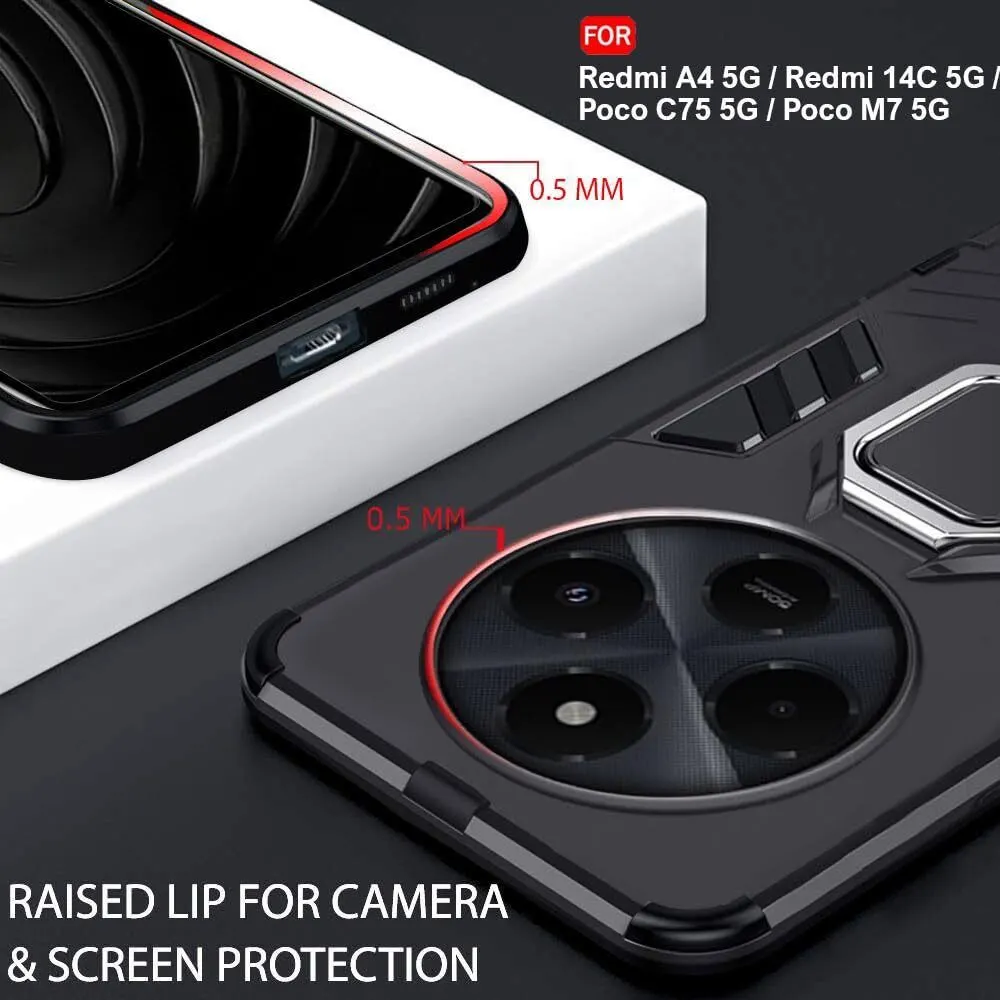 Micvir Back Cover for REDMI A4 5G (Transparent, Black, Shock Proof, Plastic, Silicon, Pack of: 1) — image 3 of 5