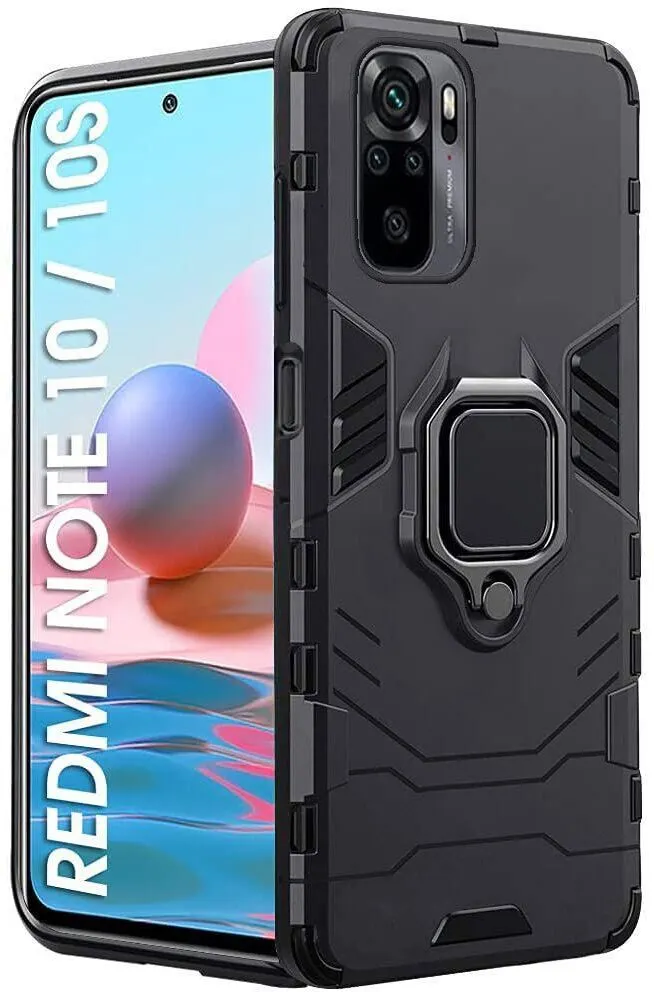Micvir Back Cover for Mi Redmi Note 10 (Transparent, Black, Shock Proof, Plastic, Silicon, Pack of: 1)