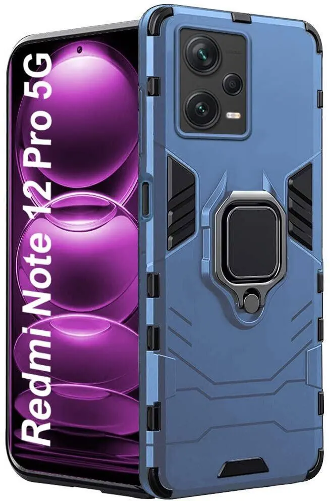 Micvir Back Cover for Redmi Note 12 Pro 5G (Transparent, Blue, Shock Proof, Plastic, Silicon, Pack of: 1)