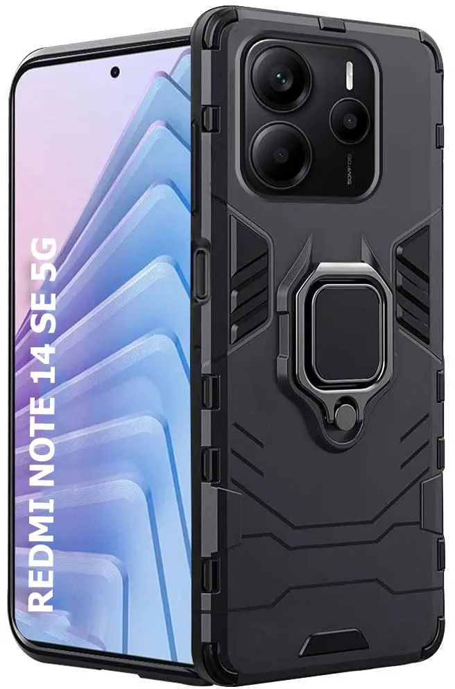 Micvir Back Cover for Redmi Note 14 SE 5G (Transparent, Black, Shock Proof, Plastic, Silicon, Pack of: 1)