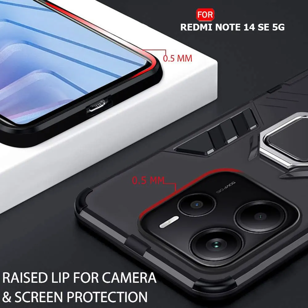 Micvir Back Cover for Redmi Note 14 SE 5G (Transparent, Black, Shock Proof, Plastic, Silicon, Pack of: 1) — image 2 of 5