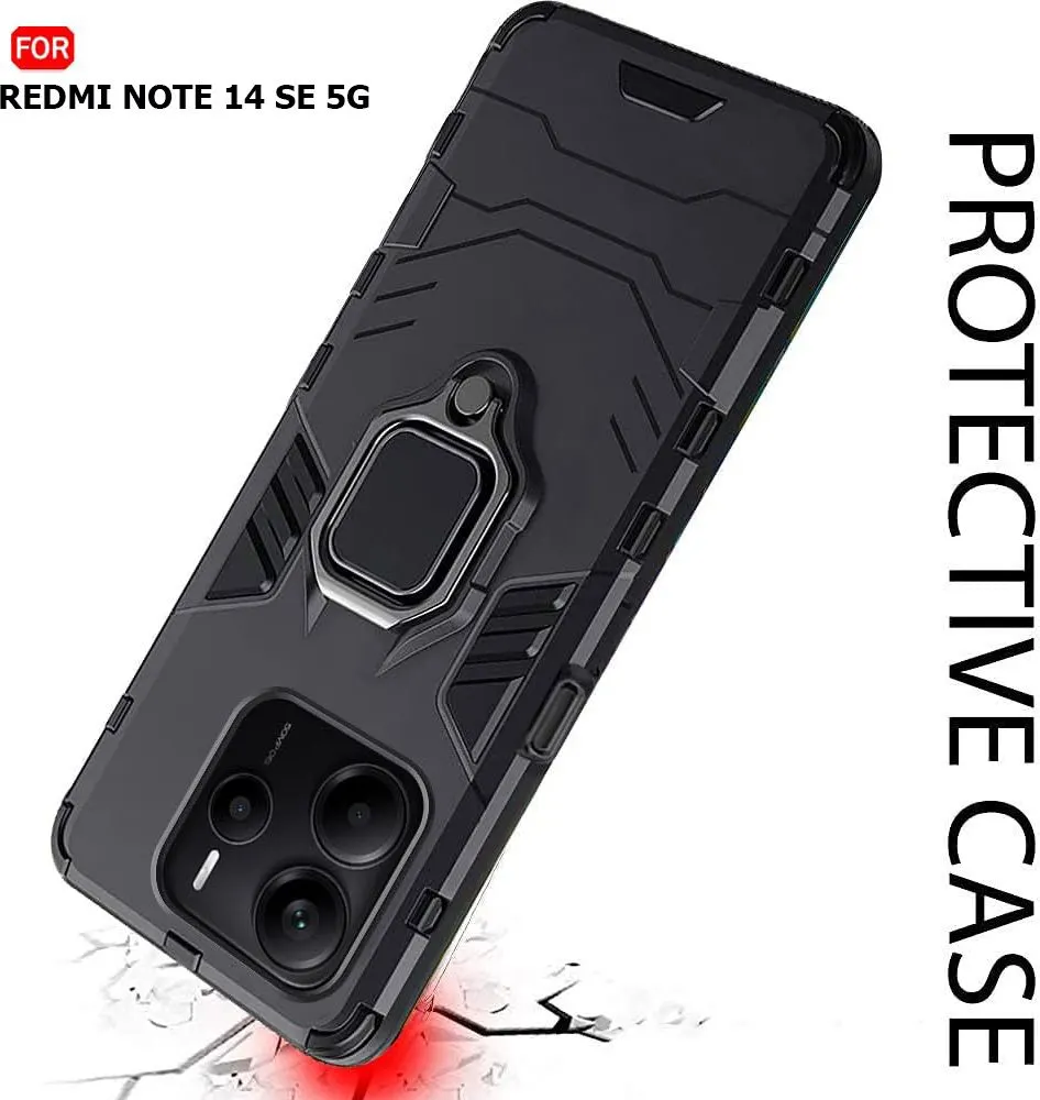 Micvir Back Cover for Redmi Note 14 SE 5G (Transparent, Black, Shock Proof, Plastic, Silicon, Pack of: 1) — image 4 of 5