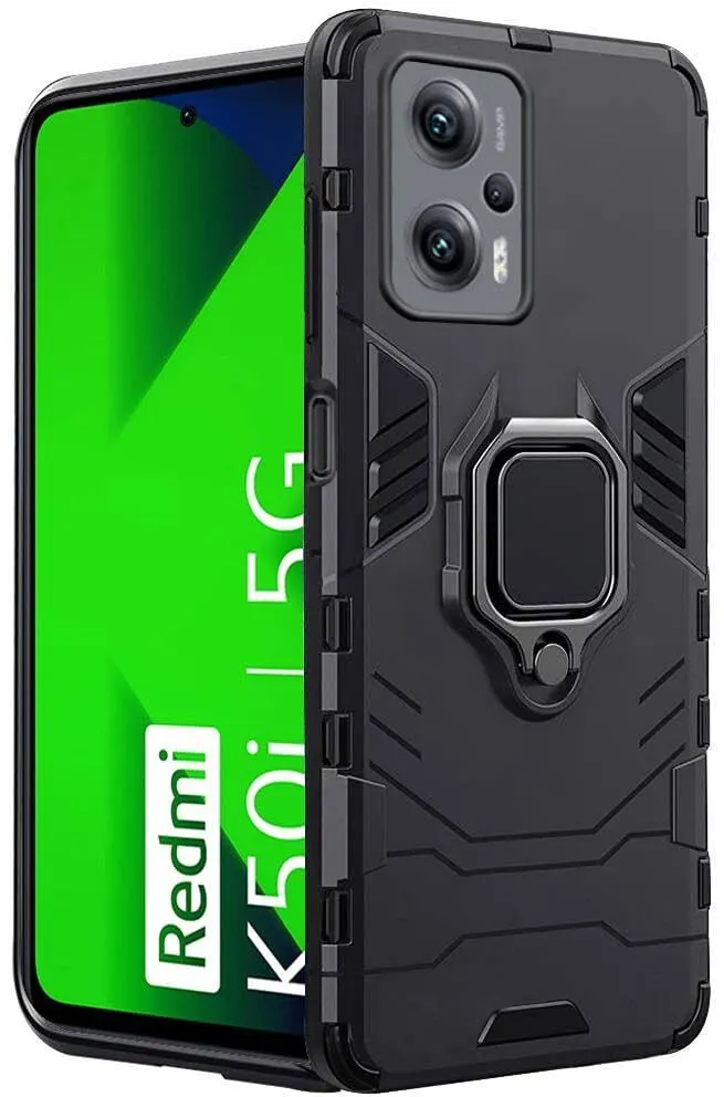 Micvir Back Cover for Redmi K50i 5G (Transparent, Black, Shock Proof, Plastic, Silicon, Pack of: 1)