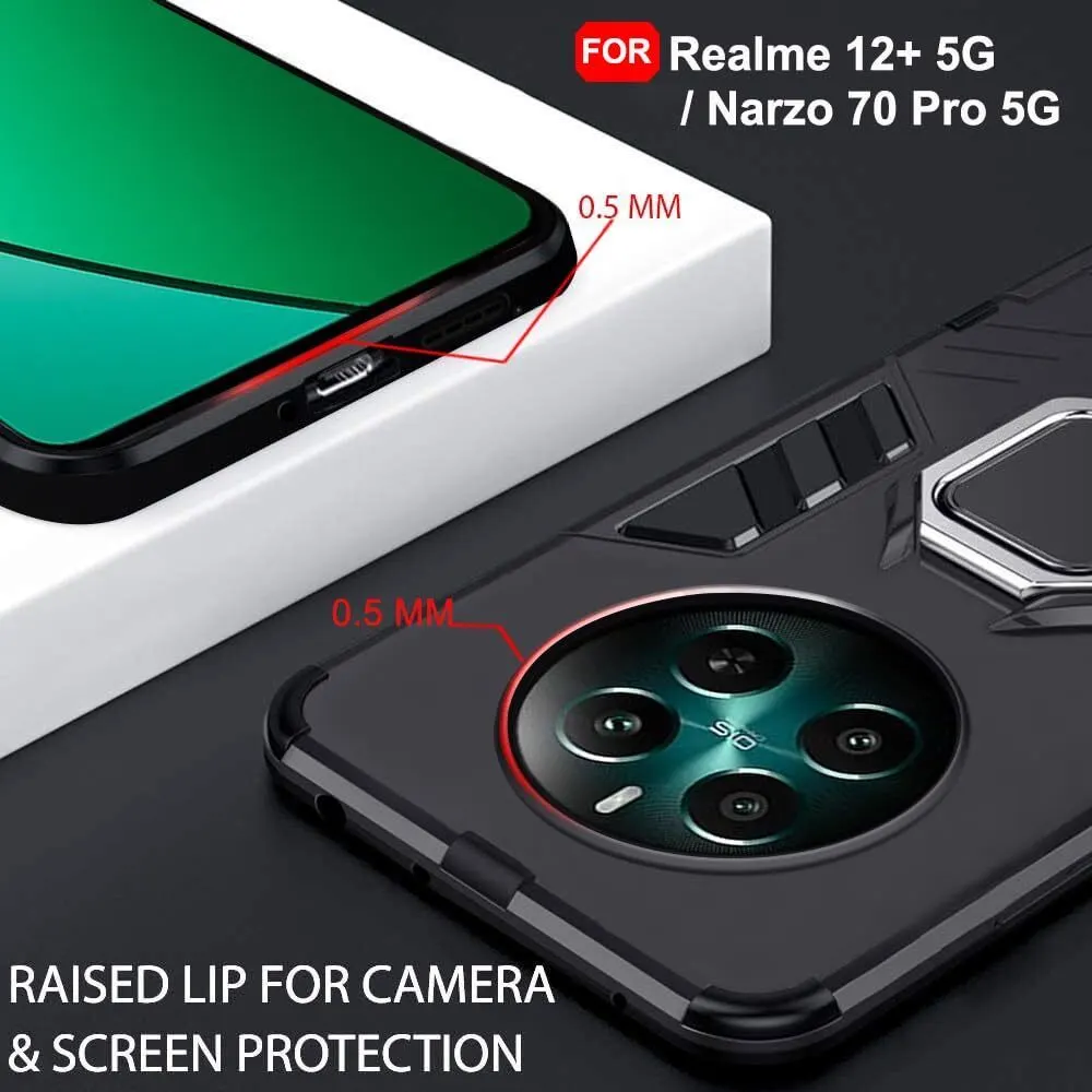 Micvir Back Cover for Realme 12 Plus 5G (Transparent, Black, Shock Proof, Plastic, Silicon, Pack of: 1) — image 2 of 5