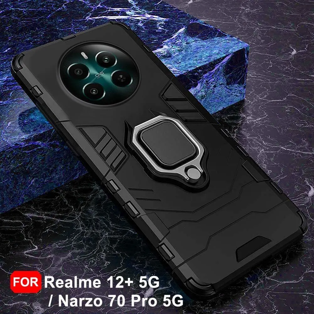 Micvir Back Cover for Realme 12 Plus 5G (Transparent, Black, Shock Proof, Plastic, Silicon, Pack of: 1) — image 3 of 5