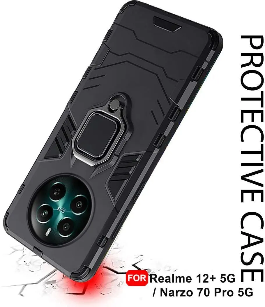Micvir Back Cover for Realme 12 Plus 5G (Transparent, Black, Shock Proof, Plastic, Silicon, Pack of: 1) — image 4 of 5