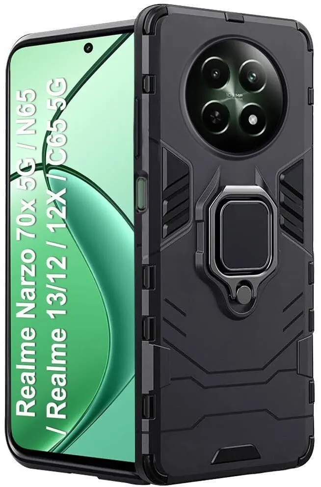 Micvir Back Cover for Realme 12x 5G (Transparent, Black, Shock Proof, Pack of: 1)