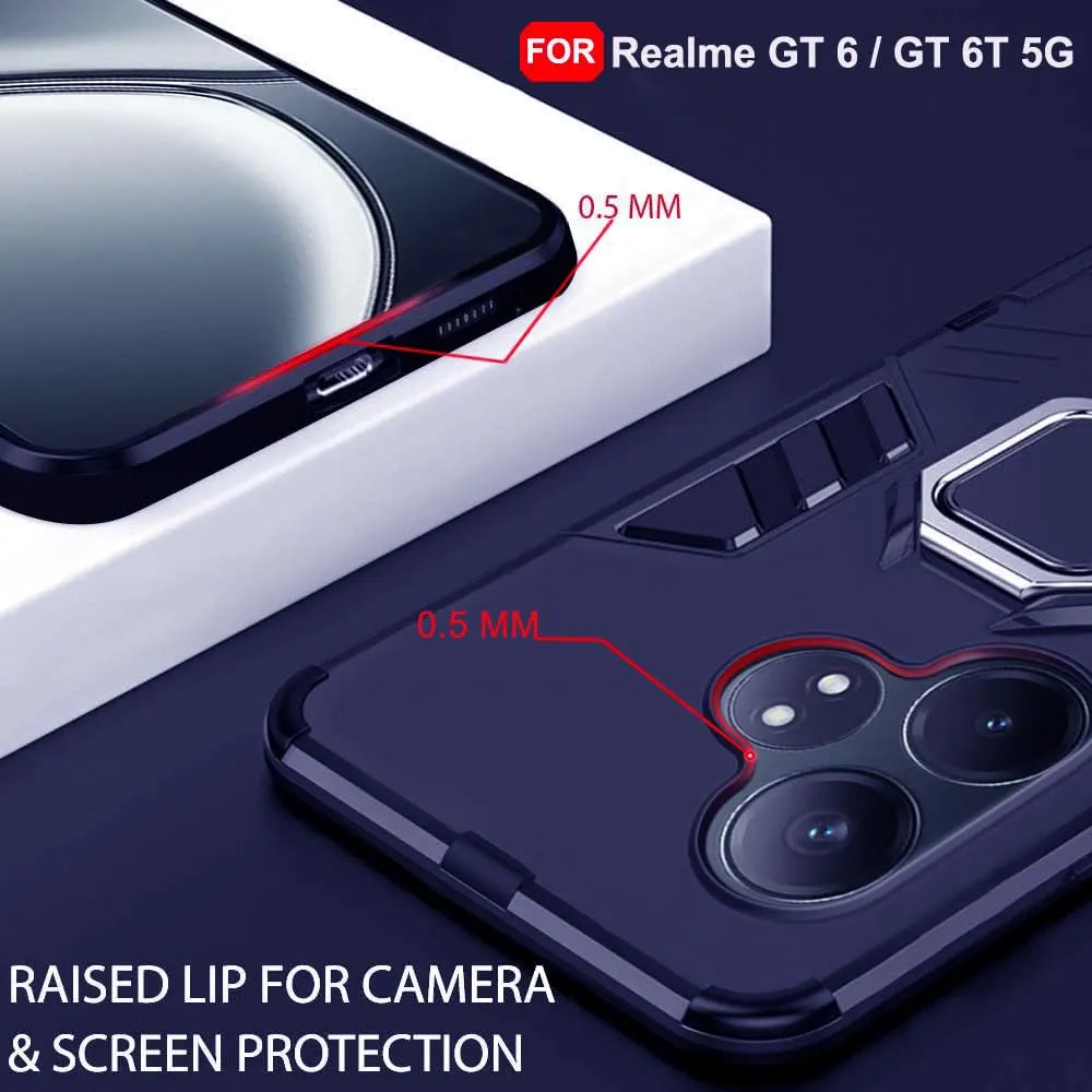 Micvir Back Cover for Realme GT 6T 5G (Blue, Shock Proof, Plastic, Silicon, Pack of: 1) — image 3 of 5