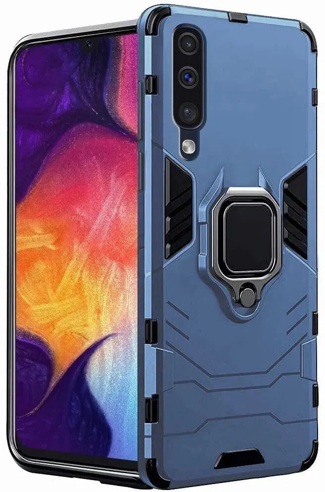 Micvir Back Cover for Samsung A50 (Transparent, Blue, Shock Proof, Plastic, Silicon, Pack of: 1)