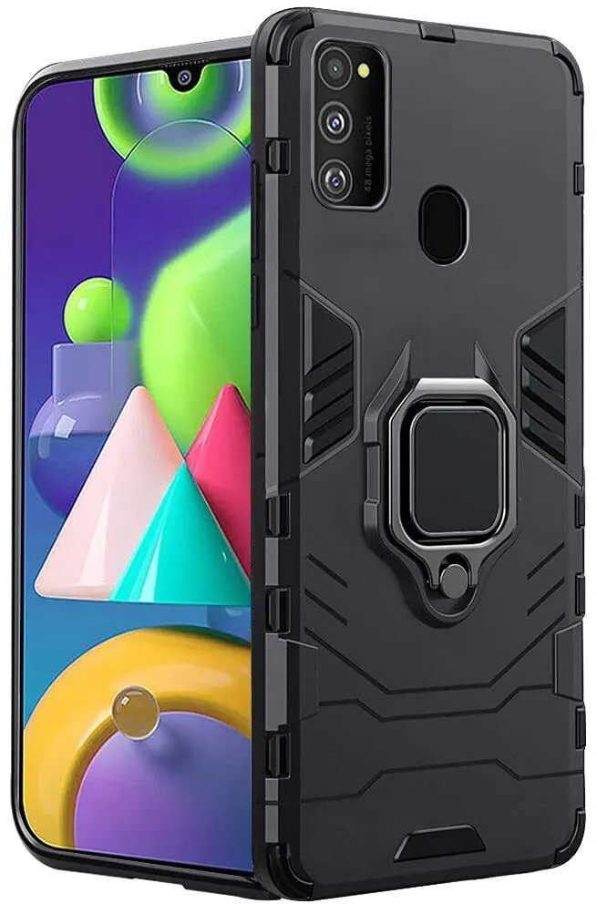 Micvir Back Cover for Samsung M30s (Transparent, Black, Shock Proof, Plastic, Silicon, Pack of: 1)