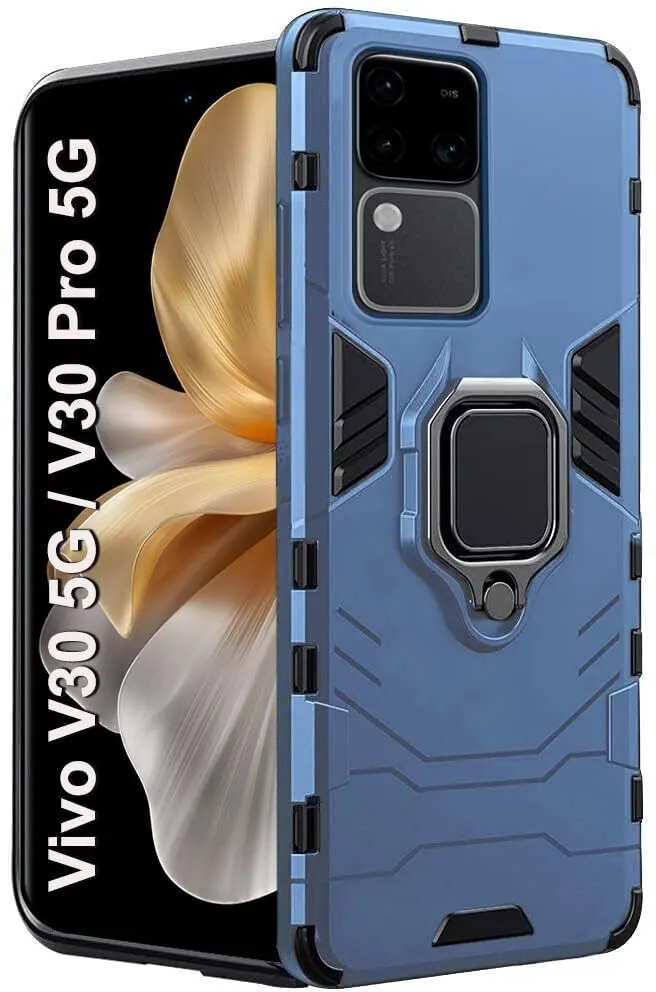 Micvir Back Cover for Vivo V30 5G (Transparent, Blue, Shock Proof, Plastic, Silicon, Pack of: 1)