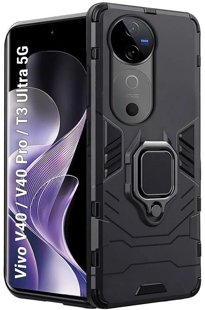 Micvir Back Cover for vivo V40 5G (Transparent, Black, Shock Proof, Plastic, Silicon, Pack of: 1)