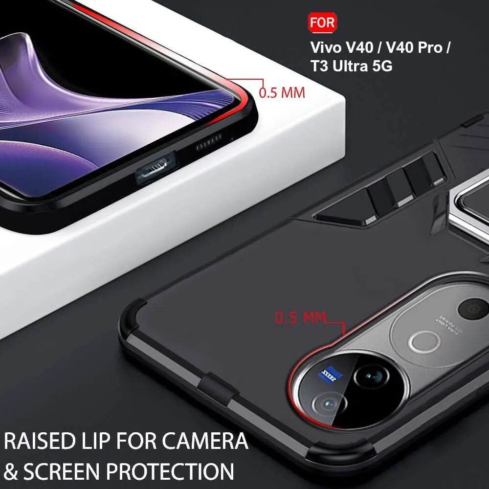 Micvir Back Cover for vivo V40 5G (Transparent, Black, Shock Proof, Plastic, Silicon, Pack of: 1) — image 3 of 5