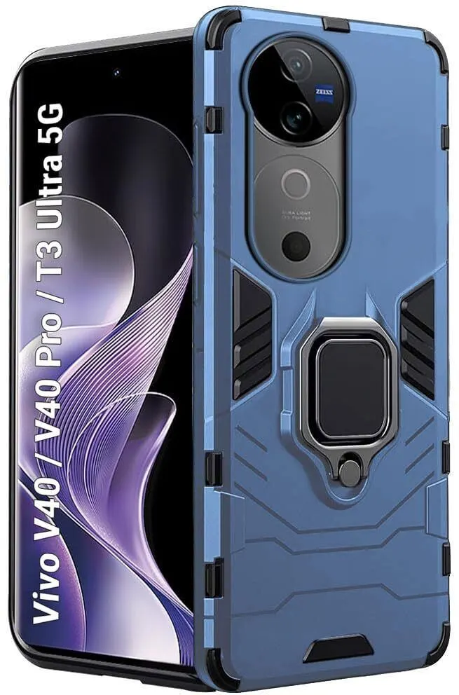 Micvir Back Cover for vivo V40 5G (Transparent, Blue, Shock Proof, Plastic, Silicon, Pack of: 1)