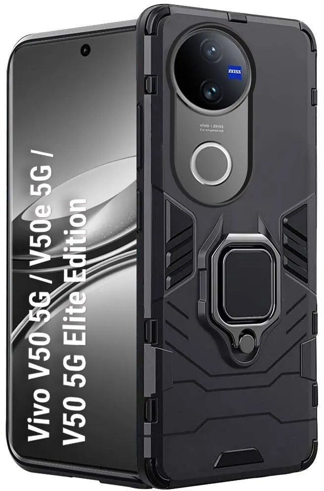 Micvir Back Cover for vivo V50 5G Elite Edition (Transparent, Black, Shock Proof, Plastic, Silicon, Pack of: 1)