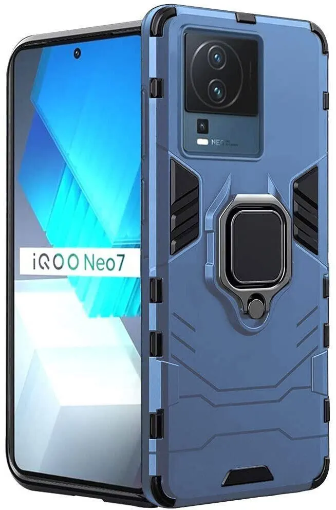 Micvir Back Cover for IQOO Neo 7 (Transparent, Blue, Shock Proof, Plastic, Silicon, Pack of: 1)