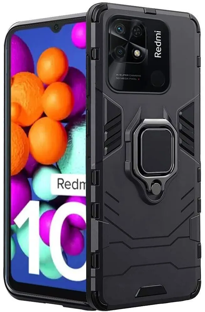 Micvir Back Cover for Redmi 10 (Transparent, Black, Shock Proof, Plastic, Silicon, Pack of: 1)