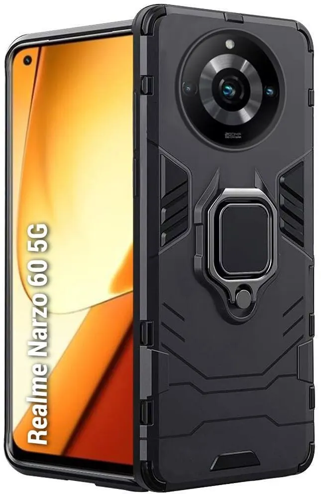 Micvir Back Cover for Realme Narzo 60 5G (Transparent, Black, Shock Proof, Plastic, Silicon, Pack of: 1)