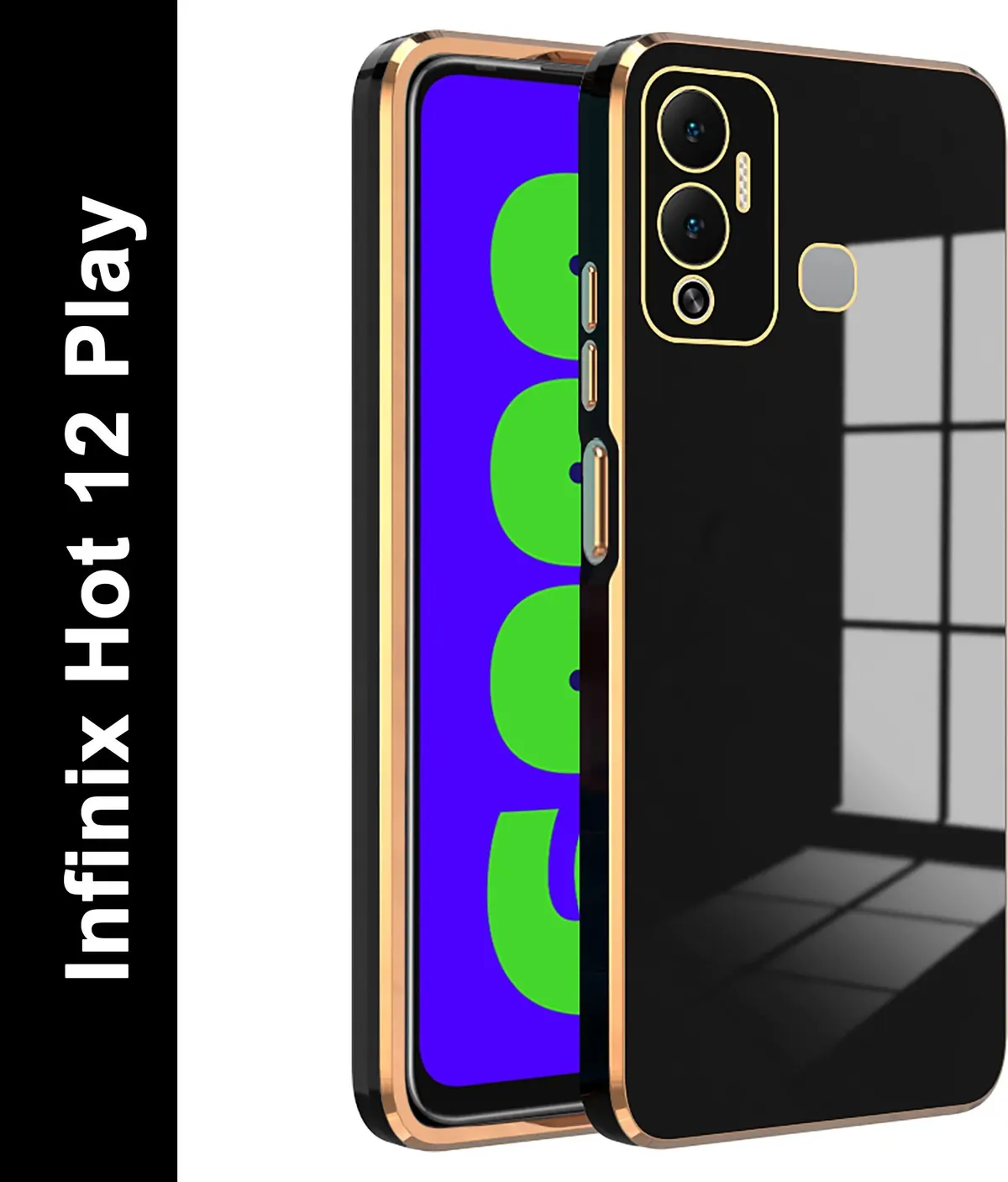 Micvir Back Cover for Infinix Hot 12 Play (Black, Silicon, Pack of: 1)