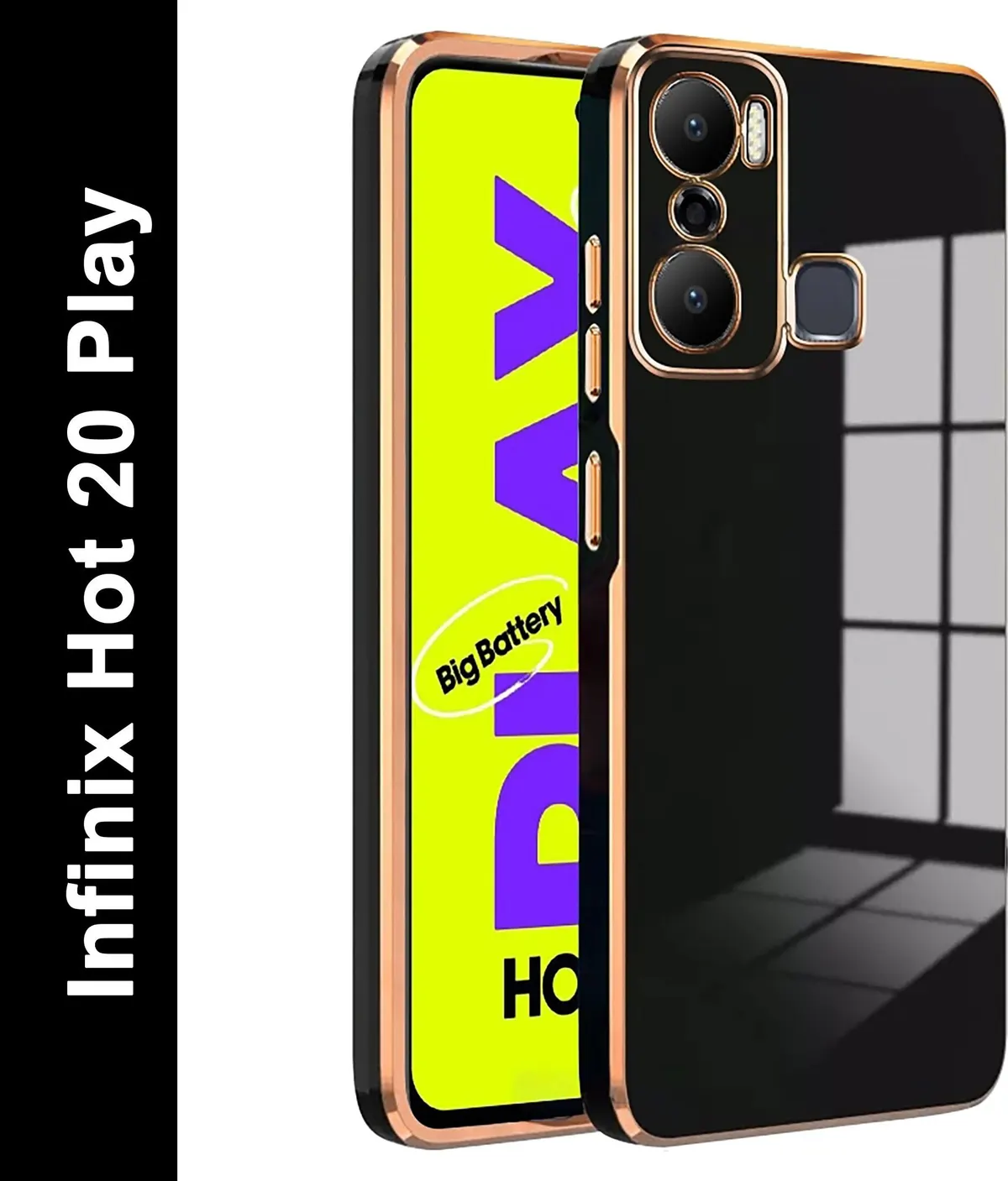 Micvir Back Cover for Infinix Hot 20 Play (Black, Silicon, Pack of: 1)