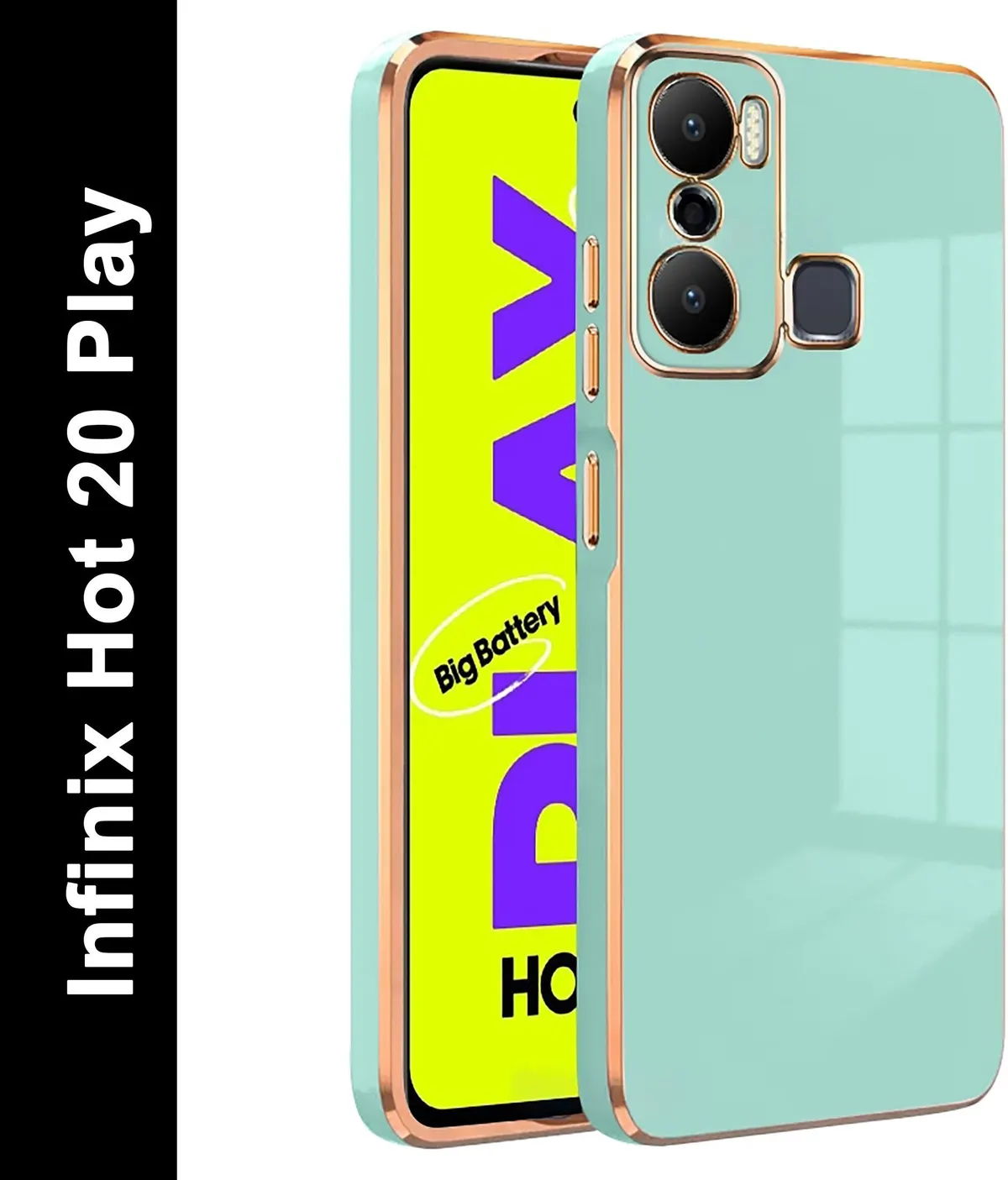 Micvir Back Cover for Infinix Hot 20 Play (Green, Silicon, Pack of: 1)