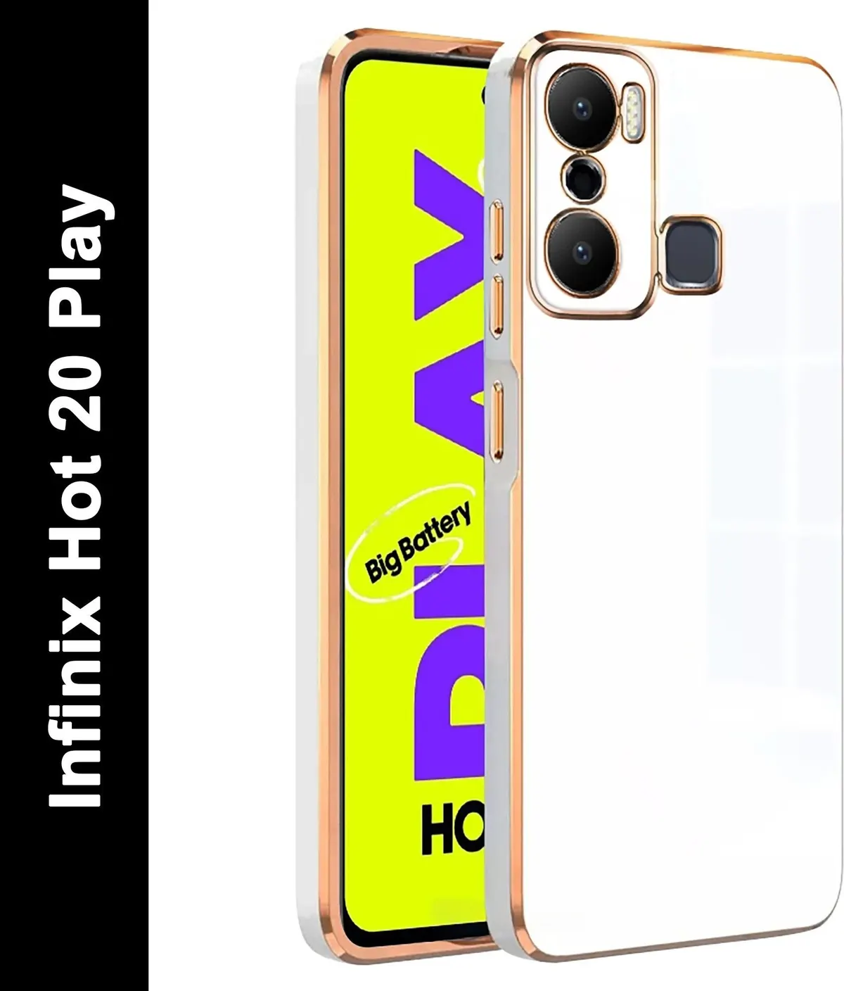 Micvir Back Cover for Infinix Hot 20 Play (White, Silicon, Pack of: 1)