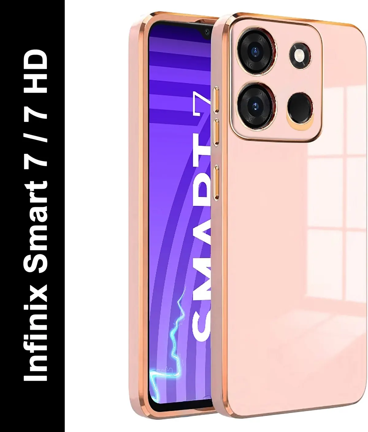 Micvir Back Cover for Infinix Smart 7 (Pink, Camera Bump Protector, Silicon, Pack of: 1)