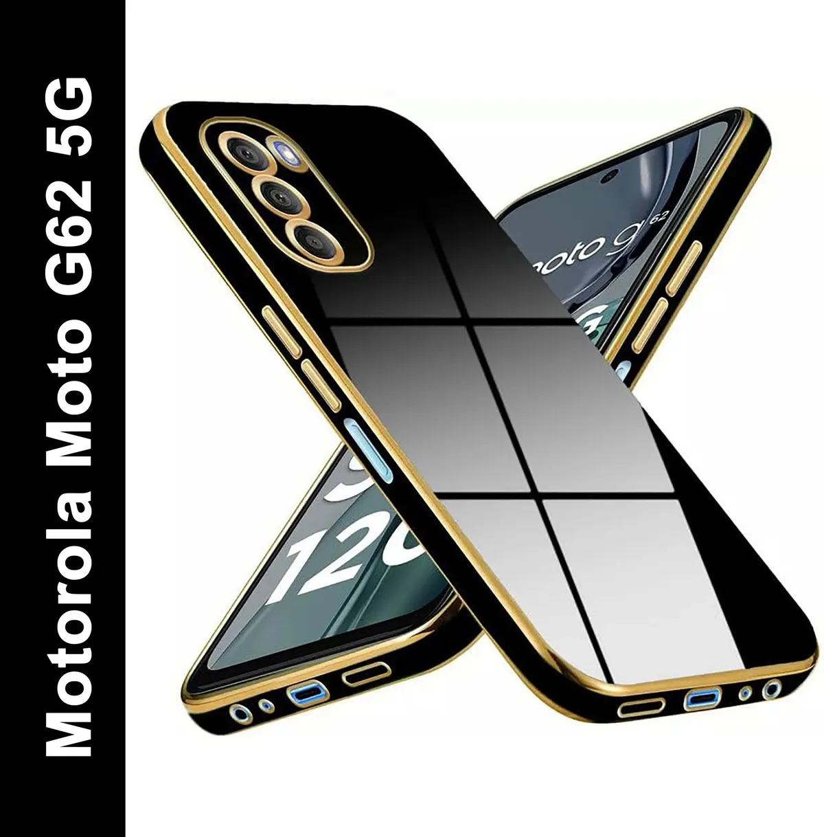Micvir Back Cover for Motorola Moto G62 5G (Black, Gold, Silicon)