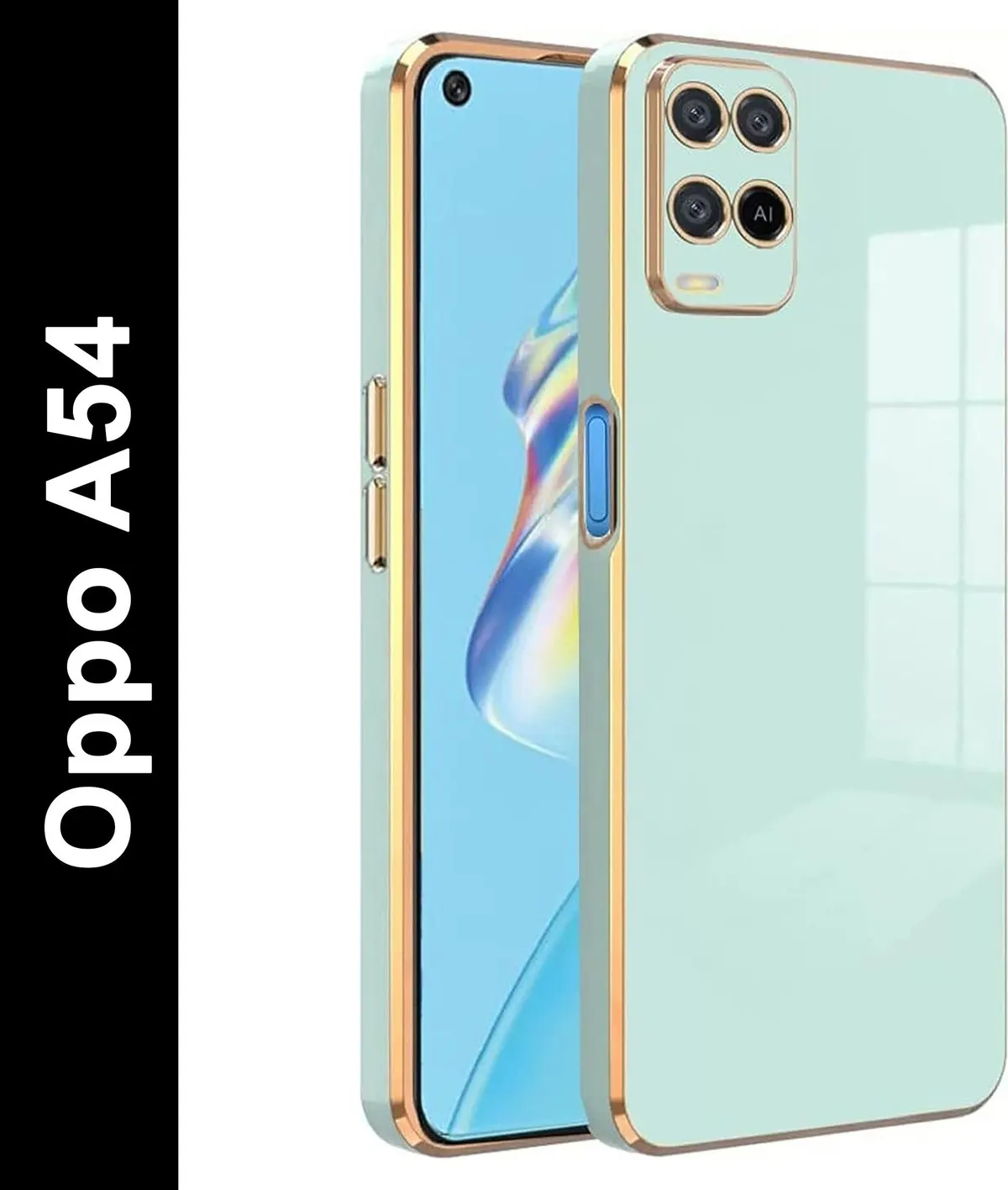 Micvir Back Cover for Oppo A54 (Green, Silicon, Pack of: 1)