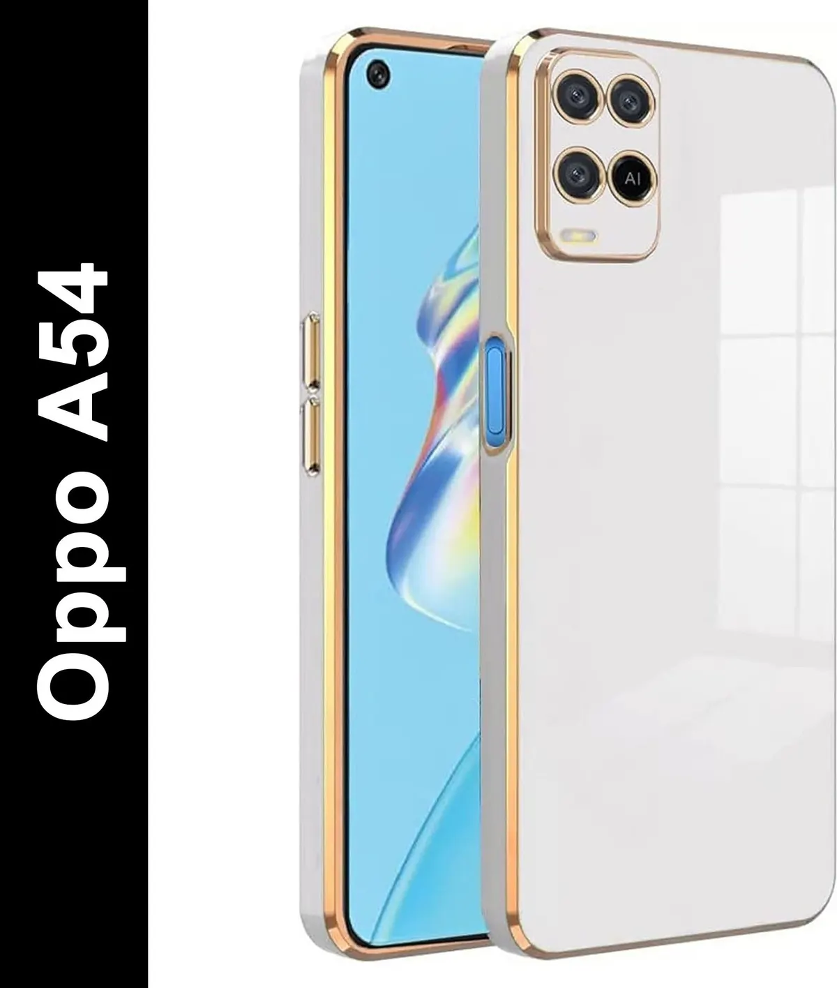 Micvir Back Cover for Oppo A54 (White, Silicon, Pack of: 1)
