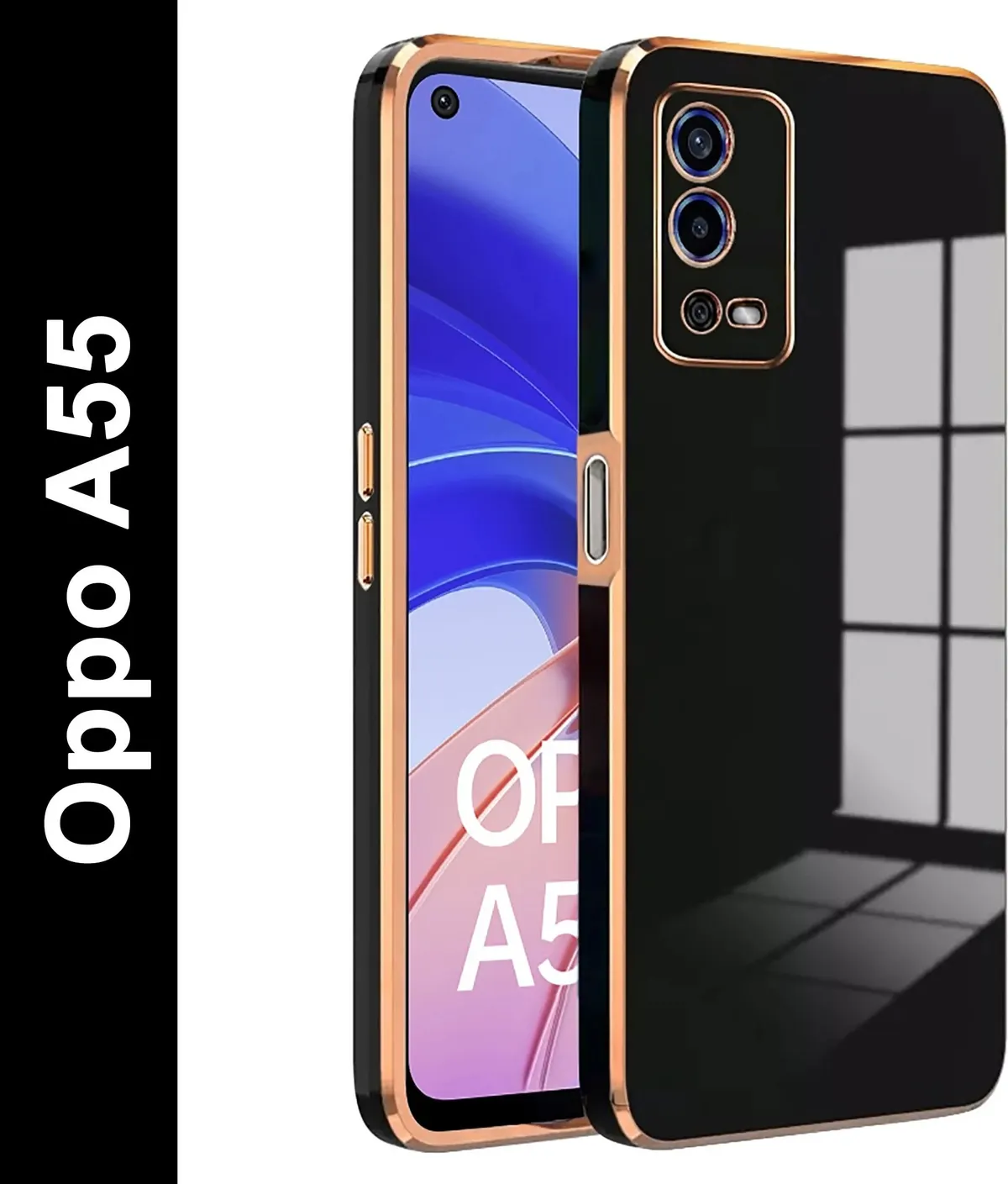 Micvir Back Cover for Oppo A55 (Black, Silicon, Pack of: 1)