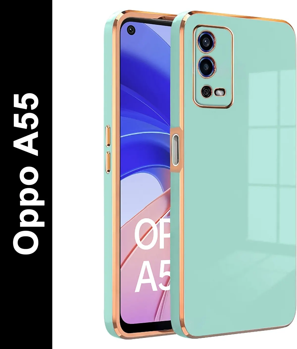 Micvir Back Cover for Oppo A55 (Green, Silicon, Pack of: 1)
