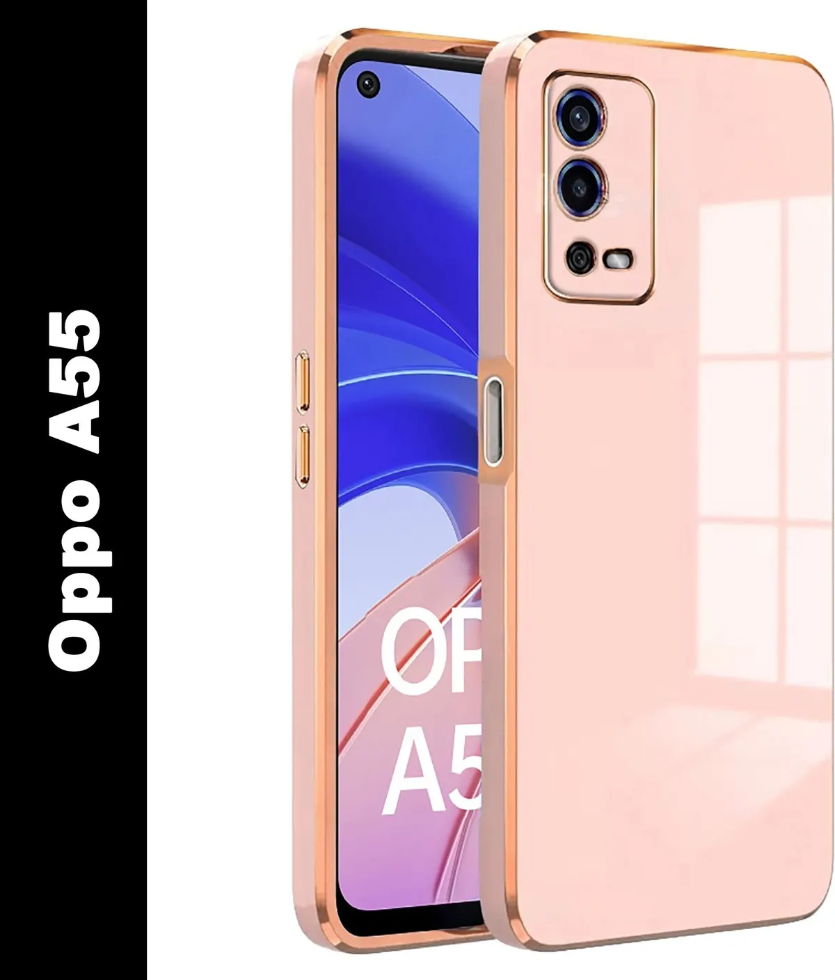 Micvir Back Cover for Oppo A55 (Pink, Silicon, Pack of: 1)